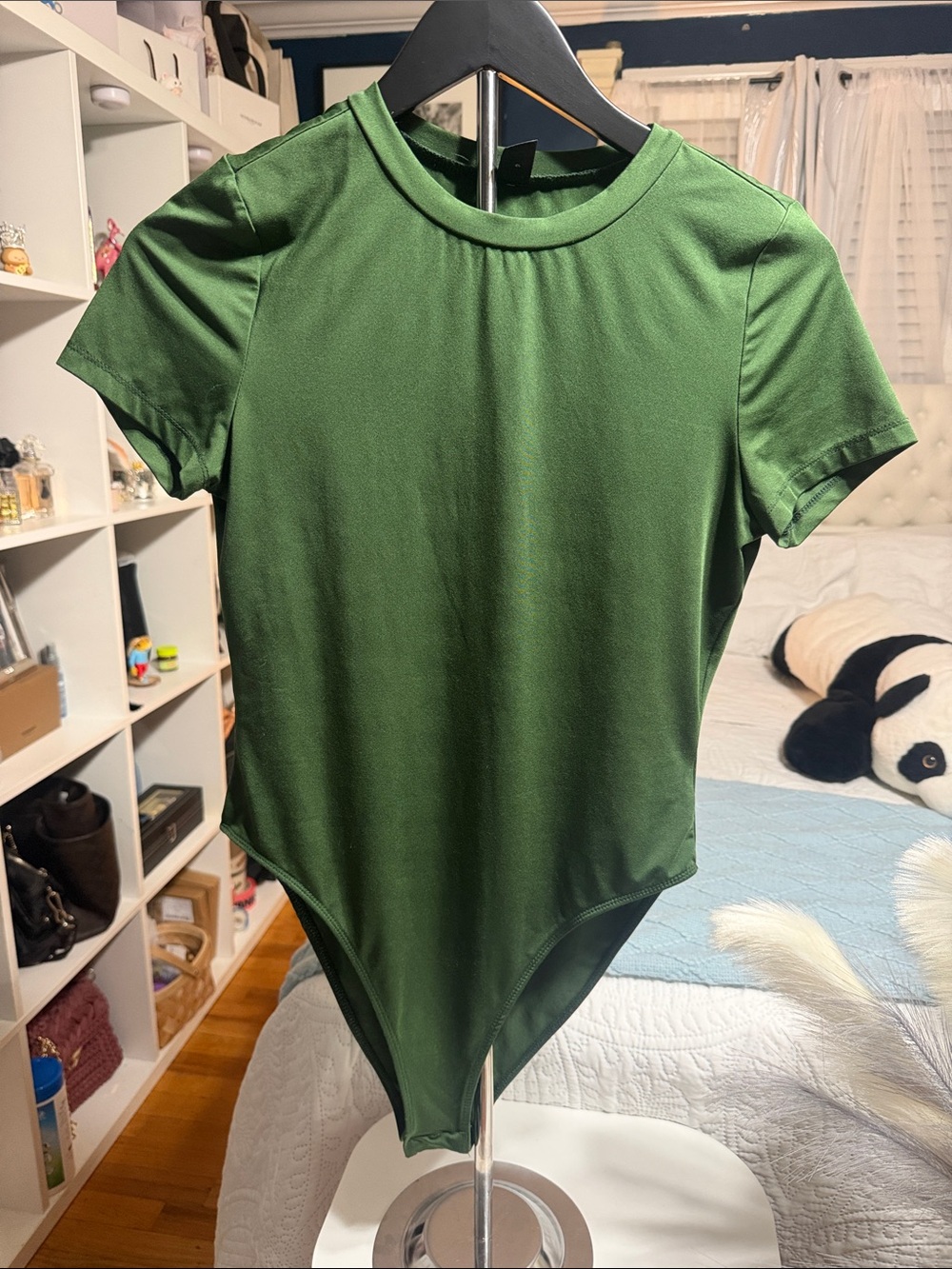 SHEIN Olive Green Short-Sleeve Bodysuit